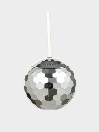 УЦЕНКА Стакан с крышкой и трубочкой «Сияние», 600 мл 11×11×10.5 см, серебристый