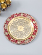 УЦЕНКА Набор чайный кувшин, 6 бокалов и поднос "Стамбул. Розы и узоры" красный с золотом - Фото 8