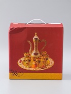 УЦЕНКА Набор чайный кувшин, 6 бокалов и поднос "Стамбул. Розы и узоры" красный с золотом - Фото 9