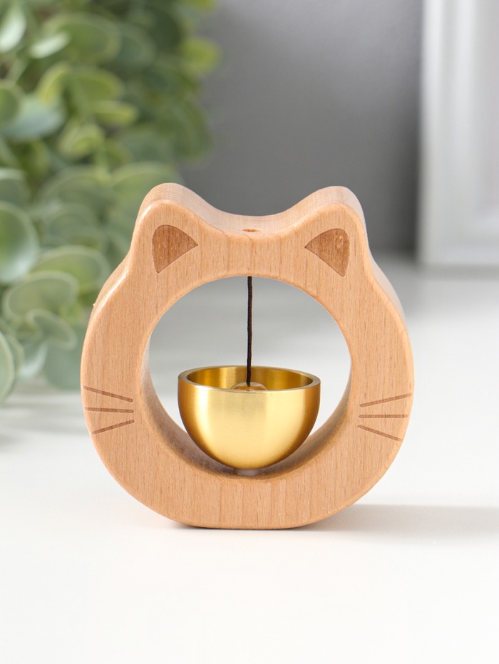 Колокол настольный «Кошка», бук, на магнитах, 2.9×7.5×7 см