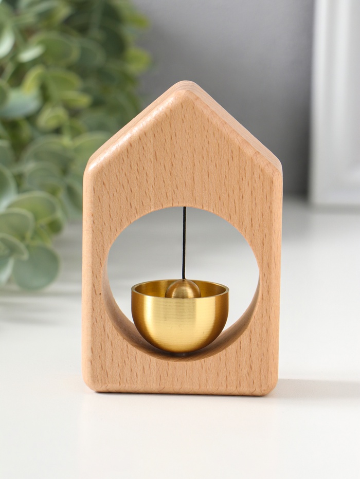 Колокол настольный «Дом», бук, на магнитах, 2.8×6.5×9.8 см - Фото 1