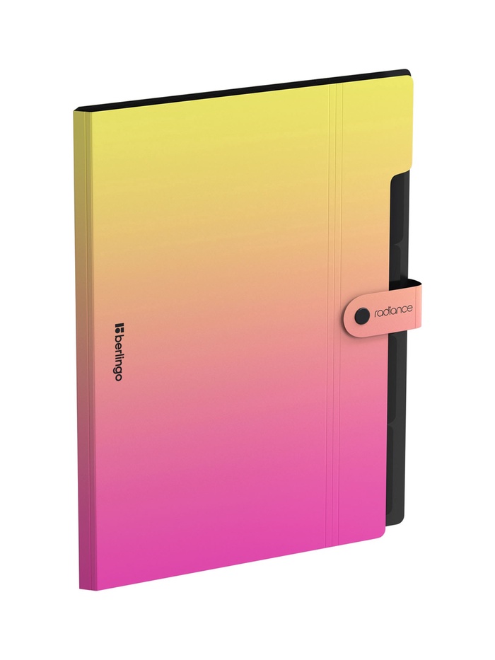 Папка А4 Radiance, 5 отделений, 600 мкм, на кнопке, жёлтый/розовый градиент - Фото 1