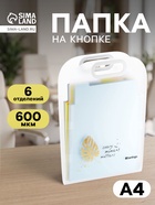 Папка А4 Eco, 6 отделений, 650 мкм, вертикальная, с ручкой, прозрачная, с рисунком - Фото 1