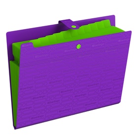 Папка А4 Your Way, 12 отделений, 600 мкм, на кнопке, фиолетовая