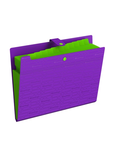 Папка А4 Your Way, 12 отделений, 600 мкм, на кнопке, фиолетовая