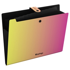 Папка А4 Radiance, 12 отделений, 600 мкм, на кнопке, желтый/розовый градиент