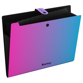 Папка А4 Radiance, 12 отделений, 600 мкм, на кнопке, розовый/голубой градиент