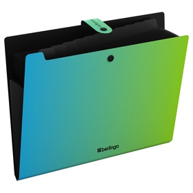 Папка А4 Radiance, 12 отделений, 600 мкм, на кнопке, голубой/зеленый градиент