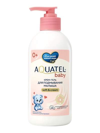 Крем-гель для подмывания AQUATEL Baby хлопковое молочко и пантенол, 400 мл
