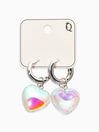 Серьги со съёмным элементом «Сердце», радужные в серебре  (артикул 10936474)  большой выбор товаров оптом и в розницу по низким ценам с доставкой