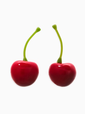 Серьги «Вишня», красные в золоте