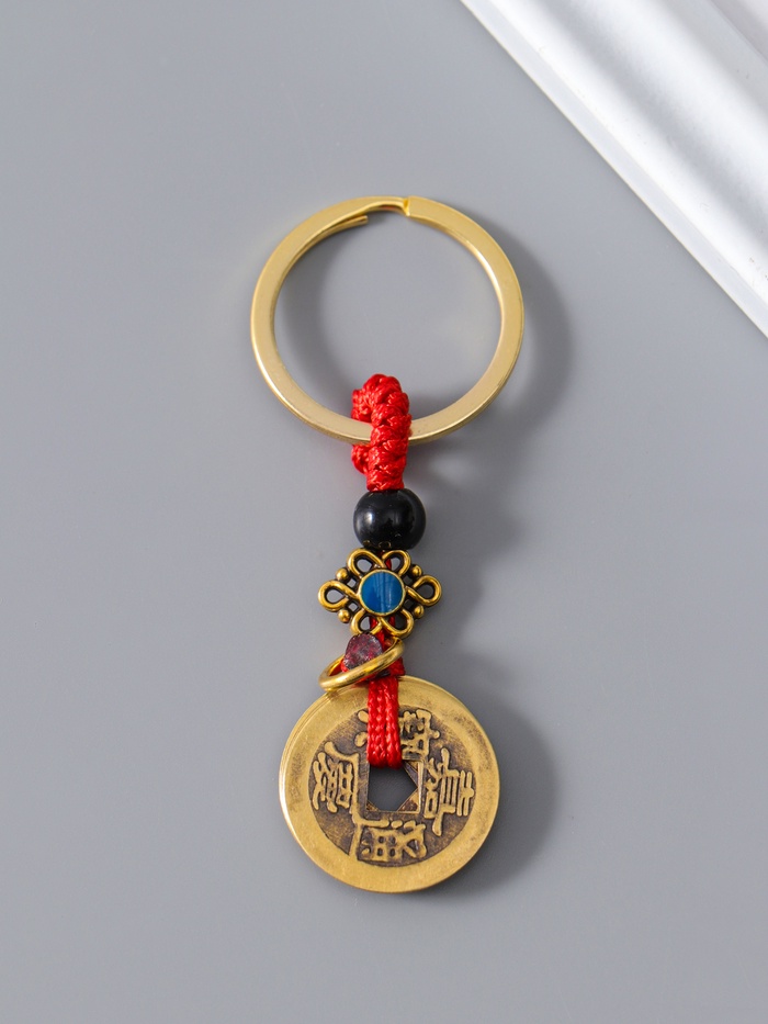 Брелок для ключей на кольце «Нэцкэ. 5 китайских монет», металл, 0.3×2.5×8 см - Фото 1