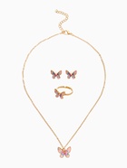 Набор детский «Выбражулька. Бабочка», 3 предмета: кулон, кольцо, серьги, разноцветный в золоте  (артикул 10961595)  большой выбор товаров оптом и в розницу по низким ценам с доставкой