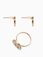 Набор детский «Выбражулька. Вишня», 3 предмета: кулон, кольцо, серьги, бело-красный в золоте  (артикул 10961596)  большой выбор товаров оптом и в розницу по низким ценам с доставкой