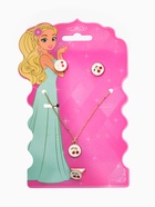 Набор детский «Выбражулька. Вишня», 3 предмета: кулон, кольцо, серьги, бело-красный в золоте  (артикул 10961596)  большой выбор товаров оптом и в розницу по низким ценам с доставкой