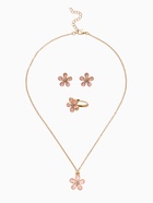 Набор детский «Выбражулька. Цветок», 3 предмета: кулон, кольцо, серьги, розовый в золоте - фото 121985792