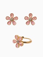 Набор детский «Выбражулька. Цветок», 3 предмета: кулон, кольцо, серьги, розовый в золоте - фото 121985794