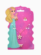 Набор детский «Выбражулька. Цветок», 3 предмета: кулон, кольцо, серьги, розовый в золоте - фото 121985797