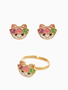 Набор детский «Выбражулька. Котик», 3 предмета: кулон, кольцо, серьги, разноцветный в золоте  (артикул 10961598)  большой выбор товаров оптом и в розницу по низким ценам с доставкой