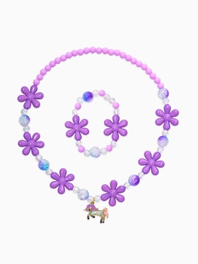 Набор детский «Выбражулька. Единорог», 2 предмета: бусы, браслет, фиолетовый