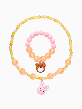 Набор детский «Выбражулька. Мишка и заяц», 2 предмета: бусы, браслет, цветной