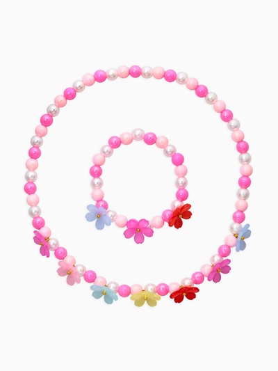 Набор детский «Выбражулька. Цветы», 2 предмета: бусы, браслет, разноцветный