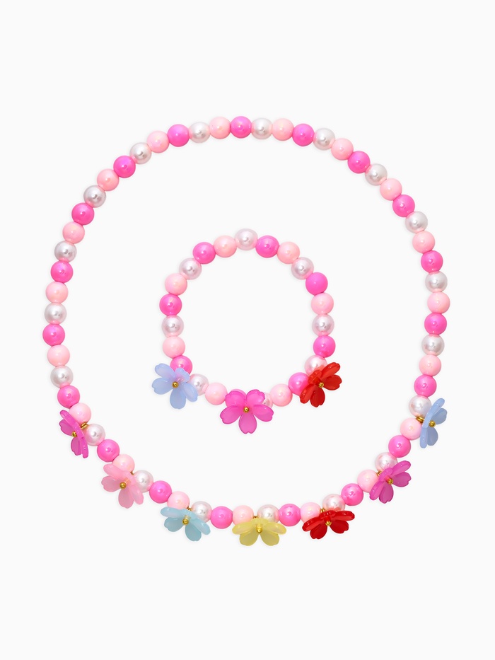 Набор детский «Выбражулька. Цветы», 2 предмета: бусы, браслет, разноцветный - Фото 1