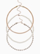 Чокеры «Стиль», набор 3 шт. бусины №8, со стразами, тянется, 35 + удлинитель 5 см, белый в золоте  (артикул 10967832)  большой выбор товаров оптом и в розницу по низким ценам с доставкой