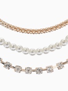 Чокеры «Стиль», набор 3 шт. бусины №8, со стразами, тянется, 35 + удлинитель 5 см, белый в золоте  (артикул 10967832)  большой выбор товаров оптом и в розницу по низким ценам с доставкой