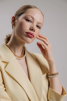 Чокеры «Стиль», набор 3 шт. бусины №8, со стразами, тянется, 35 + удлинитель 5 см, белый в золоте - Фото 4