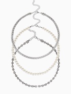 Чокеры «Стиль», набор 3 шт. бусины №8, со стразами, тянется, 35 + удлинитель 5 см, белый в серебре  (артикул 10967833)  большой выбор товаров оптом и в розницу по низким ценам с доставкой