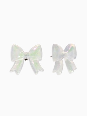Серьги пластик «Бантик», перламутровый, белые, радужные
