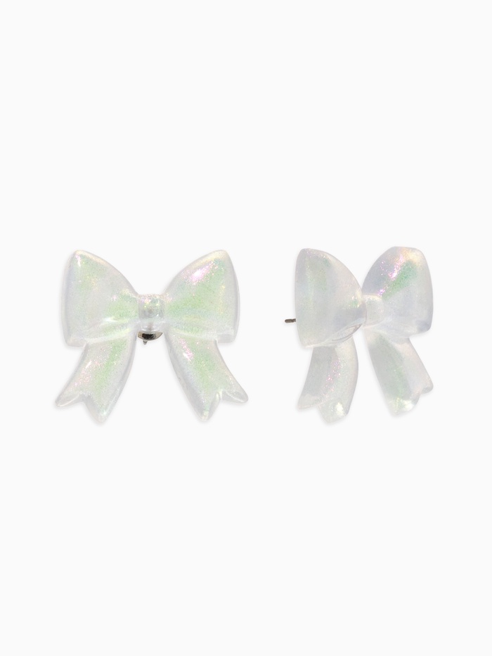 Серьги пластик «Бантик», перламутровый, белые, радужные