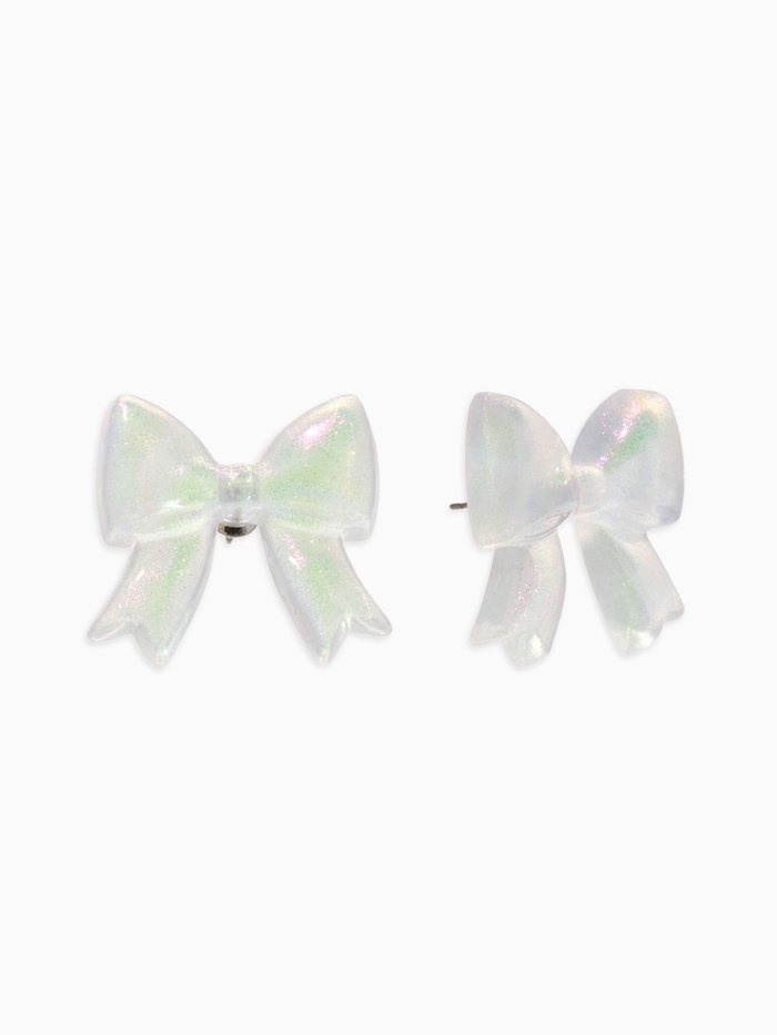 Серьги пластик «Бантик», перламутровый, белые, радужные