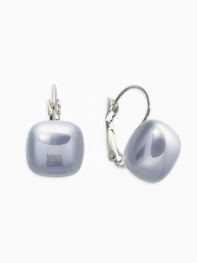 Серьги пластик «Майорика. Квадрат», светло-серые в серебре