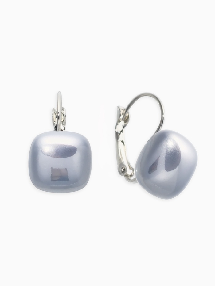 Серьги пластик «Майорика. Квадрат», светло-серые в серебре