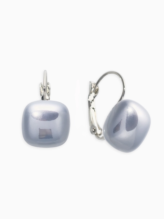 Серьги пластик «Майорика. Квадрат», светло-серые в серебре