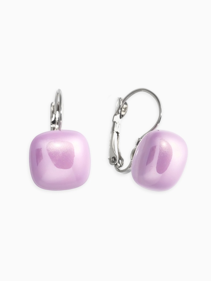 Серьги пластик «Майорика. Квадрат», фиолетовые в серебре