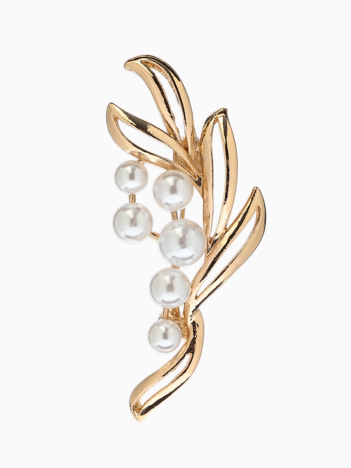 Брошь «Жемчужная ветвь», белая в золоте - Фото 1