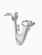 Брошь «Музыка. Саксофон с жемчужиной», белая в серебре  (артикул 10968349)  большой выбор товаров оптом и в розницу по низким ценам с доставкой