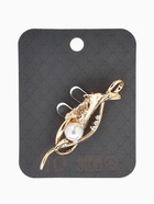 Брошь «Цветок калла с жемчугом», белая в золоте - Фото 4