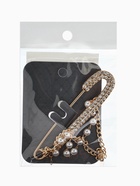 Булавка «Блеск», в стразах, цепочка, жемчуг, L=7.5 см, белая в золоте - фото 809547687