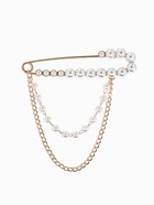 Булавка «Сияние жемчуга и цепочки», L=7.5 см, белая в золоте  (артикул 10968375)  большой выбор товаров оптом и в розницу по низким ценам с доставкой