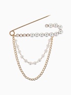 Булавка «Сияние жемчуга и цепочки», L=7.5 см, белая в золоте  (артикул 10968375)  большой выбор товаров оптом и в розницу по низким ценам с доставкой