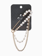 Булавка «Сияние жемчуга и цепочки», L=7.5 см, белая в золоте  (артикул 10968375)  большой выбор товаров оптом и в розницу по низким ценам с доставкой