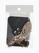 Булавка «Перо с цепочкой и жемчугом», в стразах, L=7.5 см, белая в золоте  (артикул 10968377)  большой выбор товаров оптом и в розницу по низким ценам с доставкой