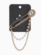 Булавка «Императрица. Цепочка и жемчуг», в стразах, L=7.5 см, белая в золоте - фото 809547703