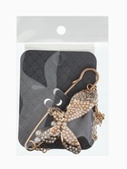 Булавка «Бабочка с цепочкой и жемчугом», в стразах, L=7.5 см, белая в золоте - фото 809547717