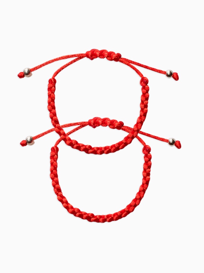 Браслеты-обереги «Красная нить. Косичка», набор 2 шт. d=6 см, красный в золоте