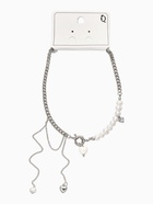 Колье с подвеской на цепочке «Сердце с жемчугом», керамика, L=35 + удлинитель 5 см, белое в серебре - Фото 4